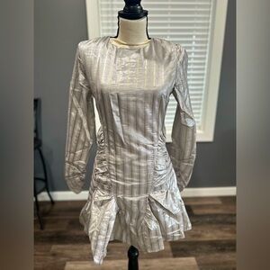 NWT REVOLVE ATOIR Walk Me Home Cocktail Mini Dress Metallic Silver US XS/6